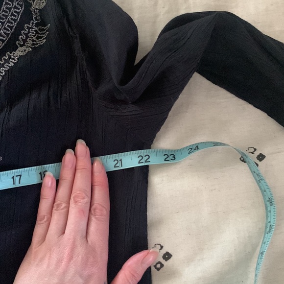 Old Navy black w/ silver embroidery tunic dress blouse L - Picture 7 of 8